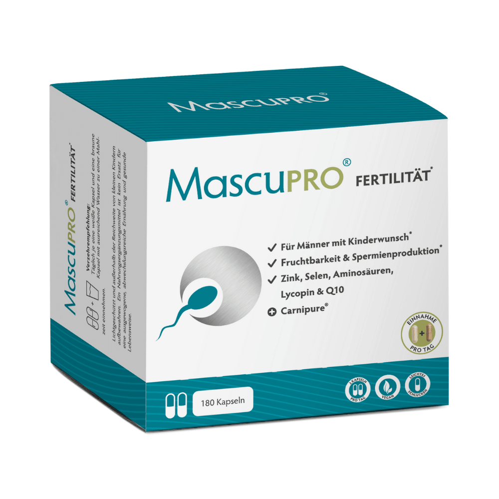 MascuPRO Fertilität, 180 Kapseln, Vorderseite Verpackung