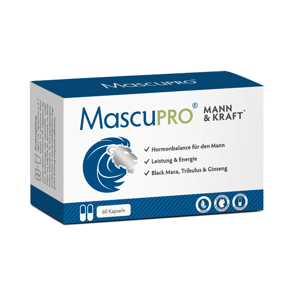 MascuPRO Mann & Kraft, 60 Kapseln, Vorderseite Verpackung